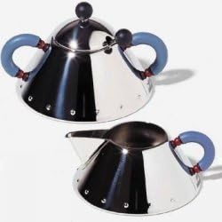 Alessi Rahmkännchen aus Edelstahl mit Griff aus PA, hellblau, 9.2 x 11 x 30.5 cm Silber, Silber