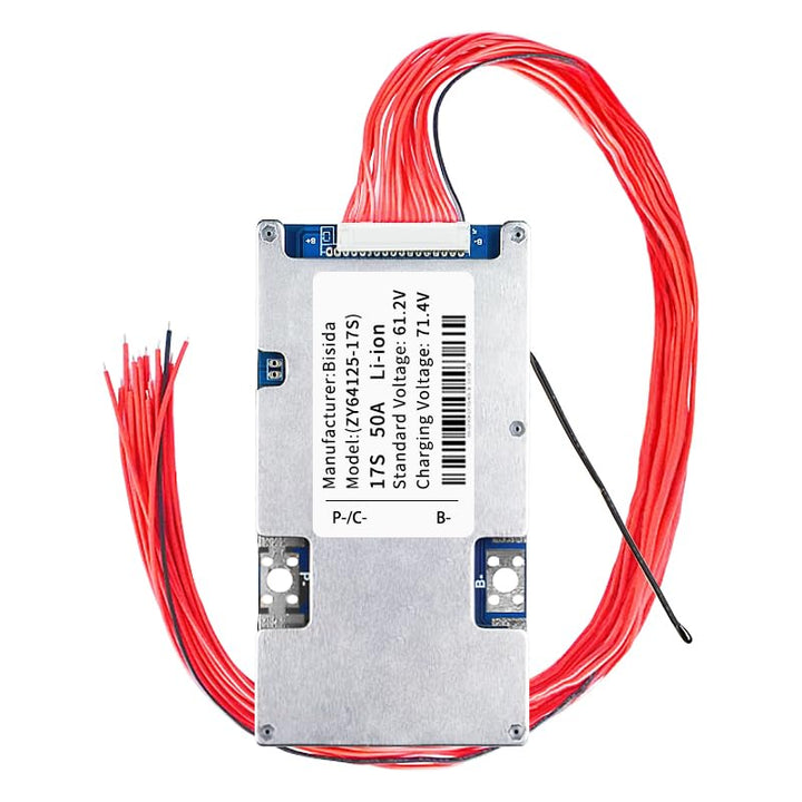 BMS 17S 61,2V 50A Lithium-PCB-Schutzplatine mit Balancerleitung und NTC, gemeinsamem Anschluss, zehn