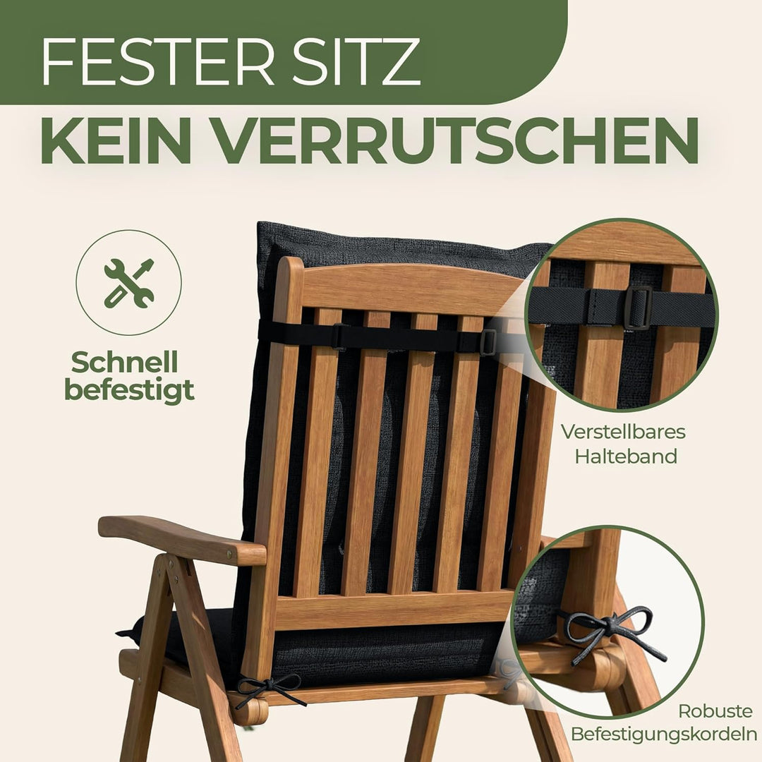 Florence Hochlehner Auflage – Gartenstuhlauflage Hochlehner mit Schaumstoff Polster, Outdoor Kissen