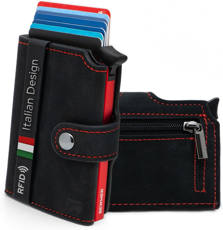 BEWMER 2 Shielded | Herren und Damen Slim Wallet mit RFID-Schutz Anti-Cloning | Kartenetui mit Münzf