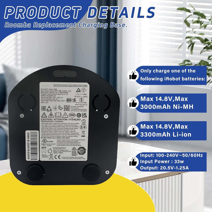 Dockingstation Charger Dock Ladeständer Zubehör Kompatibel mit iRobot Roomba E5 E6 I1 I3 I4 I6 I7 I8