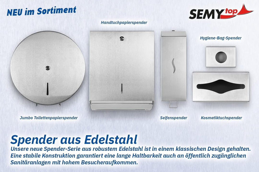 SemyTop Top ST-88672 Falthandtuch-Spender für ZZ-Falz, Edelstahl, metall, 28 ZZ/V Falten, ZZ/V Falte