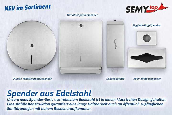 SemyTop Top ST-88672 Falthandtuch-Spender für ZZ-Falz, Edelstahl, metall, 28 ZZ/V Falten, ZZ/V Falte