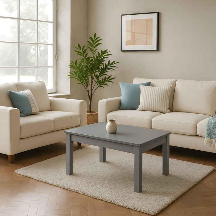 Krok Wood Couchtisch Tomas aus Massivholz, Farbe Grau (Buche, 75 x 50 x 45 cm), Grau