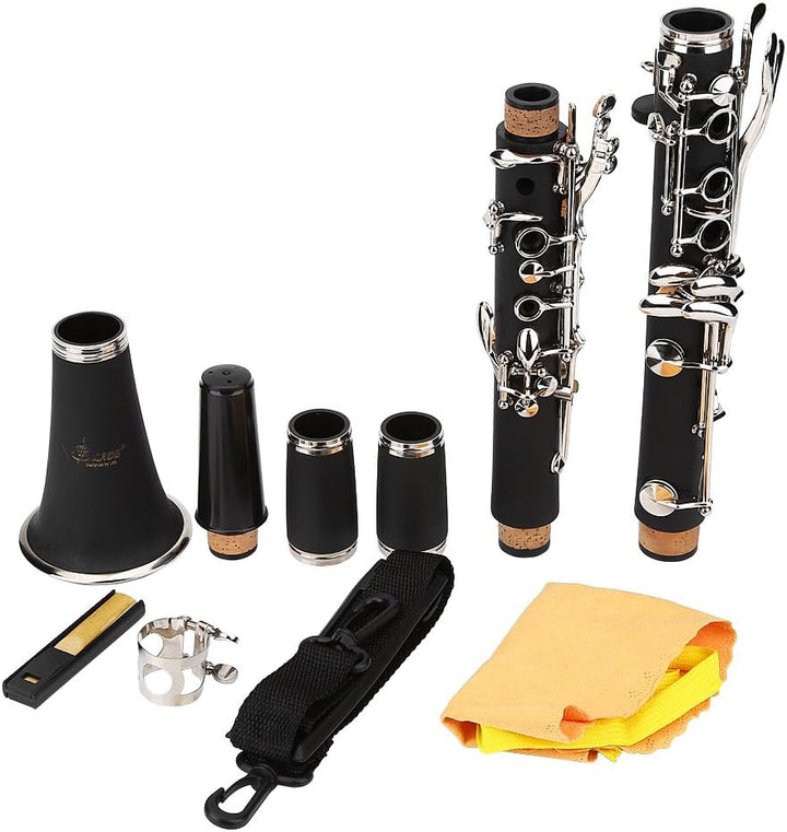 B Klarinette, 17 Key Absteigend B Ton Bakelit Klarinette mit Reeds Reinigungstuch Tasche Holz blasin