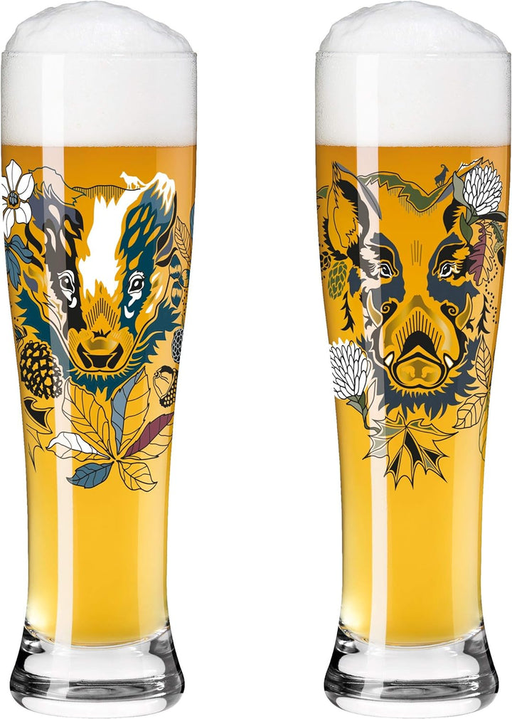 Ritzenhoff 3481004 Weizenbierglas 500 ml – 2er Set – Serie Brauchzeit Set Nr. 4 – 2 Stück mit mehrfa