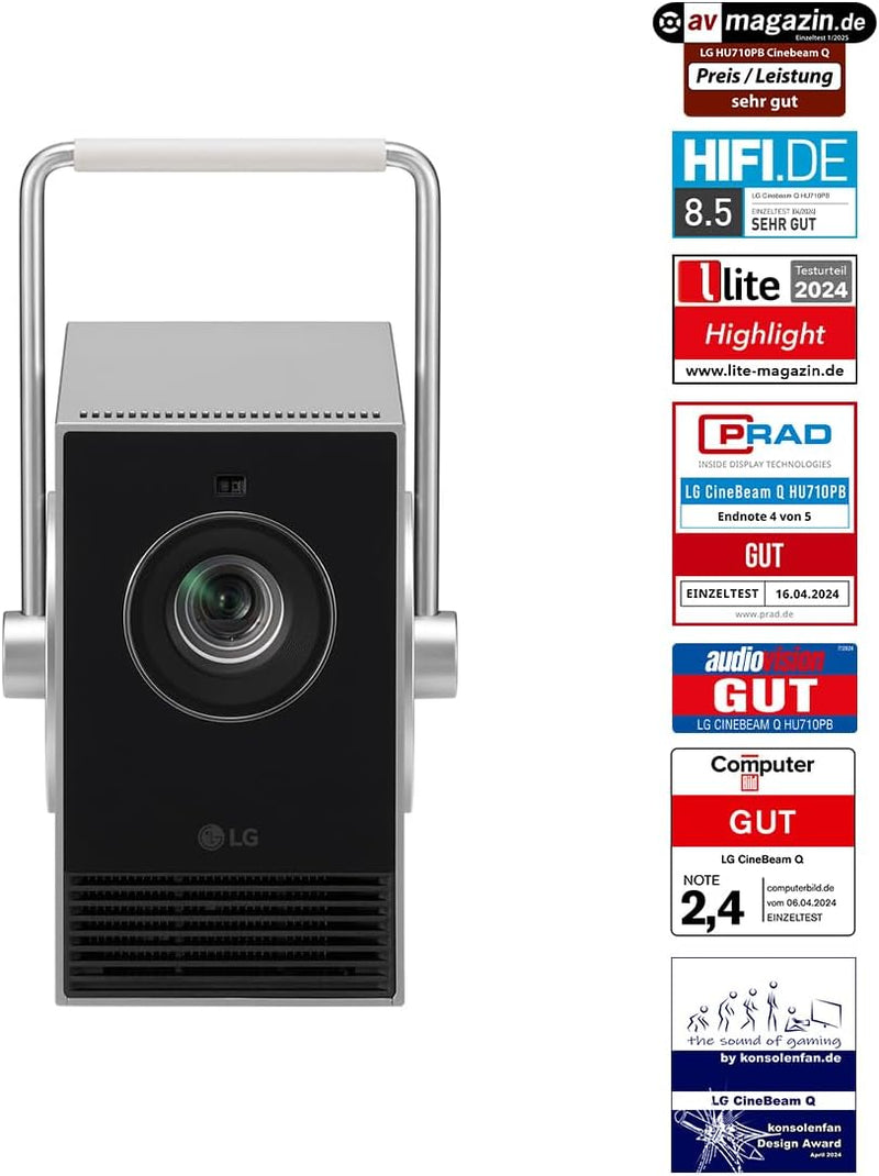 LG Electronics HU710PB CineBeam Q Laser Kompakter 4K UHD Projektor, bis 304,8 cm (120 Zoll), 500 Lum