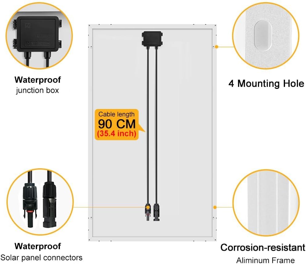 DOKIO 100W 18V Solarpanel Monokristallin - Solarmodul 100 Watt für 12V Batterien ideal für Wohnmobil