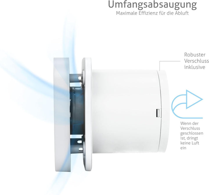 Turbionaire TREND 100 SL Badlüfter mit LED-Frontpanel 7W 5000K, 100 mm Abluftventilator, 33 dB leise