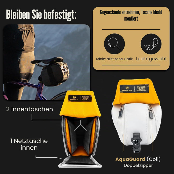 Lumiere & Co. Maximus Magnetische Satteltasche – 17,78 × 10 × 10 cm | Schnellbefestigende Satteltasc