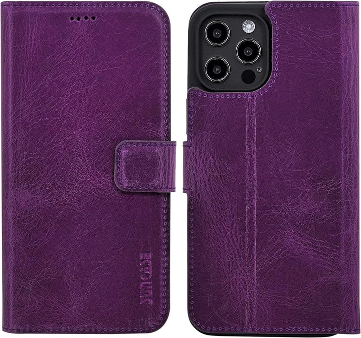 Suncase Book-Style Hülle kompatibel mit iPhone 12 Pro (6.1") Leder Tasche (Slim-Fit) Lederhülle Hand