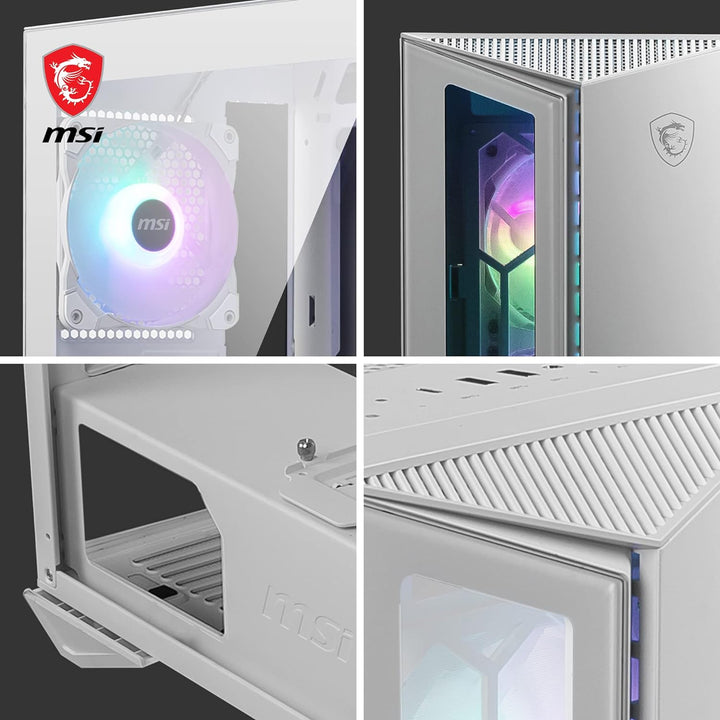 MSI MPG GUNGNIR 110R WHITE Mid-Tower PC Gehäuse - Gehärtetes Glas, unterstützt ATX, M-ATX, Mini-ITX,