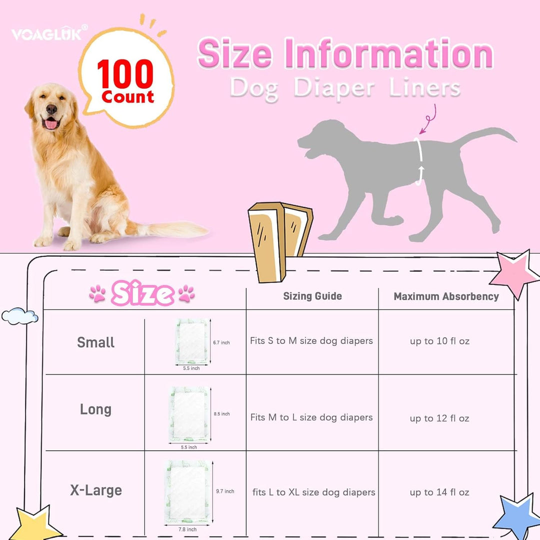 Hundewindeleinlagen für männliche und weibliche Hunde, 100 ct, super saugfähige Einweg-Hundewindeln,