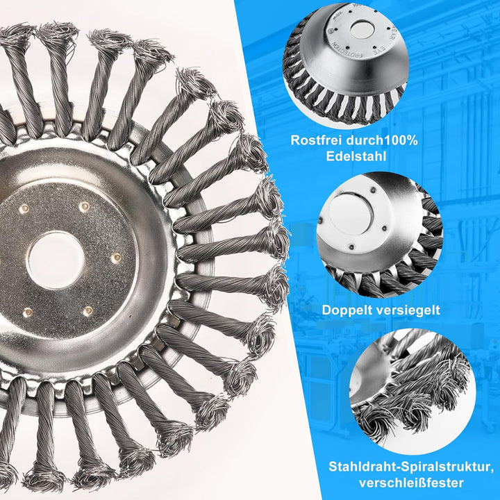 Unkrautbürste für Freischneider 150 x 25,4 mm StahlbüRste Unkrautbuerste Wildkrautbürste für Motorse