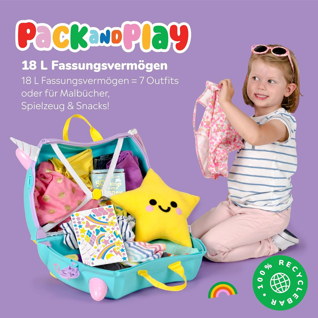 Trunki Der originale Kinderkoffer zum Draufsitzen - 18-L Handgepäck Koffer, befahrbarer Hartschalen