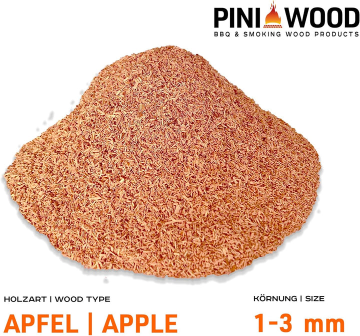 PINI 15 Kg Räucherchips Apfel 1-3 mm Smoking Chips Räucherspäne