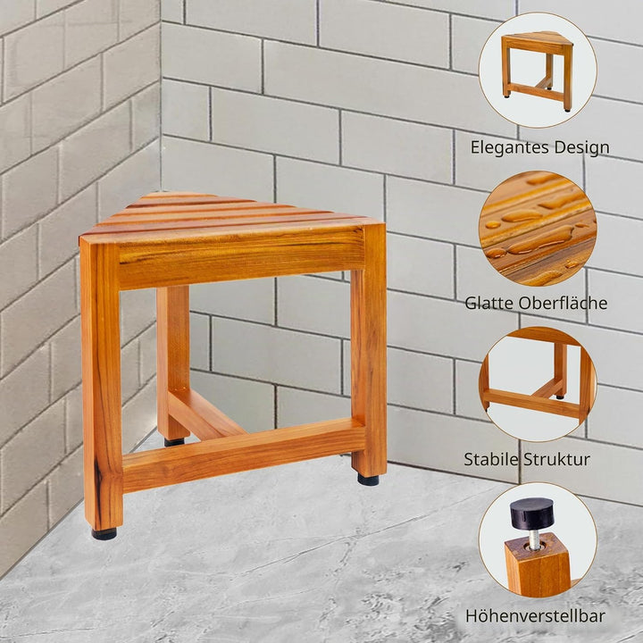 Duschhocker aus Teakholz, moderne Holz-Duschhocker fürs Badezimmer, ideal zum Rasieren der Beine Sma