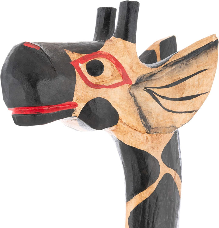Nexos Trading Deko Giraffe Holzfigur Skulptur Afrika Handarbeit Grösse 150 cm – dunkel Giraffenstatu