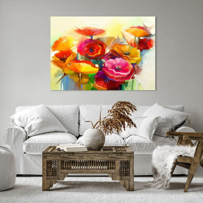 Bilder auf Leinwand 100x70cm Leinwandbild Blumen Frühling Flora Garten Gross Wanddeko Bild Schlafzim