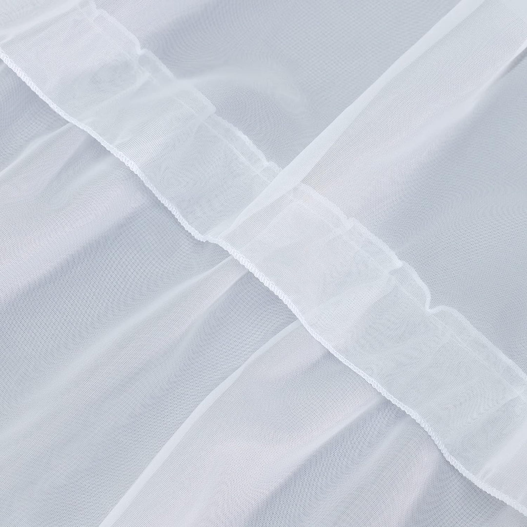 HongYa 1 Stück Voile Gardine Schal mit Rüschen Halbtransparenter Vorhang Tunnelzug Einfarbiger Fenst