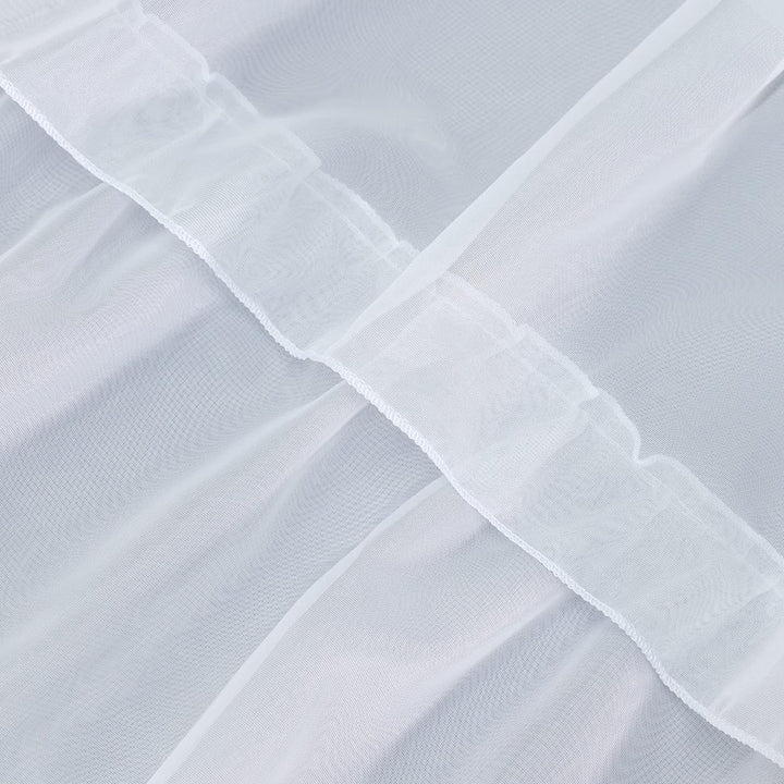 HongYa 1 Stück Voile Gardine Schal mit Rüschen Halbtransparenter Vorhang Tunnelzug Einfarbiger Fenst