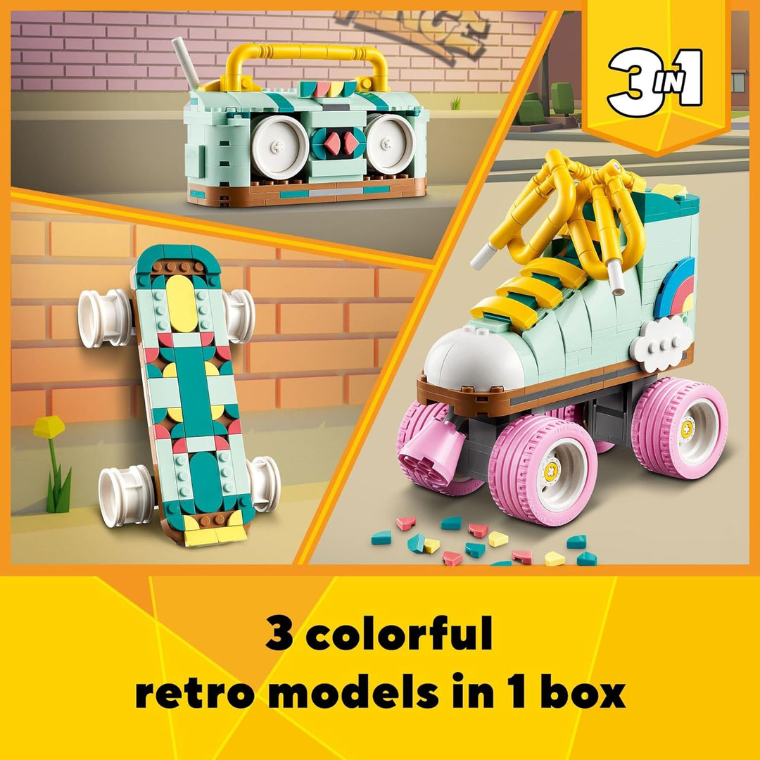 Lego Creator 3 in 1 Retro Rollschuh Bauset 31148, verwandelt Sich vom Rollschuhspielzeug zum Mini-Sk