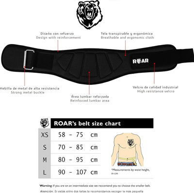 Roar® Gewichthebergürtel Herren und Damen, Lifting Belt for Gym, Powerlifting Gürtel Gewichtheben, W