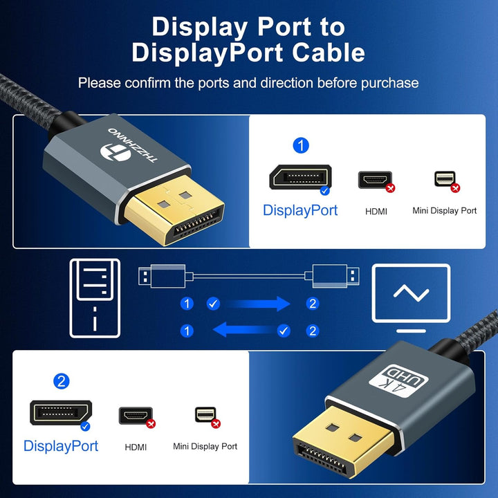 4K DisplayPort Kabel 7.5M, Display Port Male 1.2 Kabel für Laptop, PC, Gaming Monitor, TV Cable DP 7