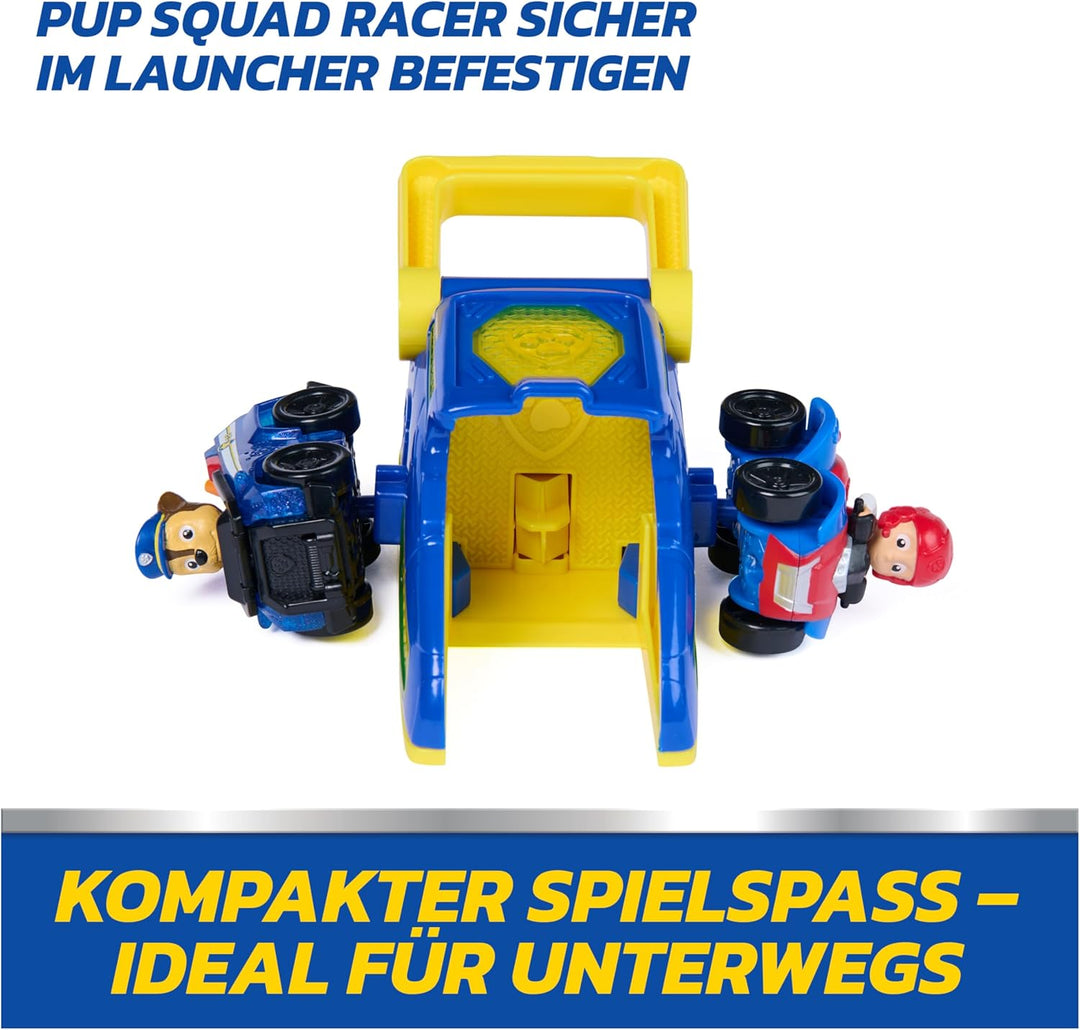 PAW PATROL – Pup Squad Launcher mit Chase & Ryder, 2 Mini Fahrzeuge (ca. 6,5cm) mit Launcher für ras