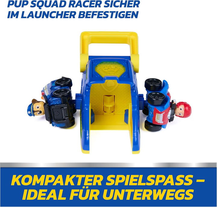 PAW PATROL – Pup Squad Launcher mit Chase & Ryder, 2 Mini Fahrzeuge (ca. 6,5cm) mit Launcher für ras