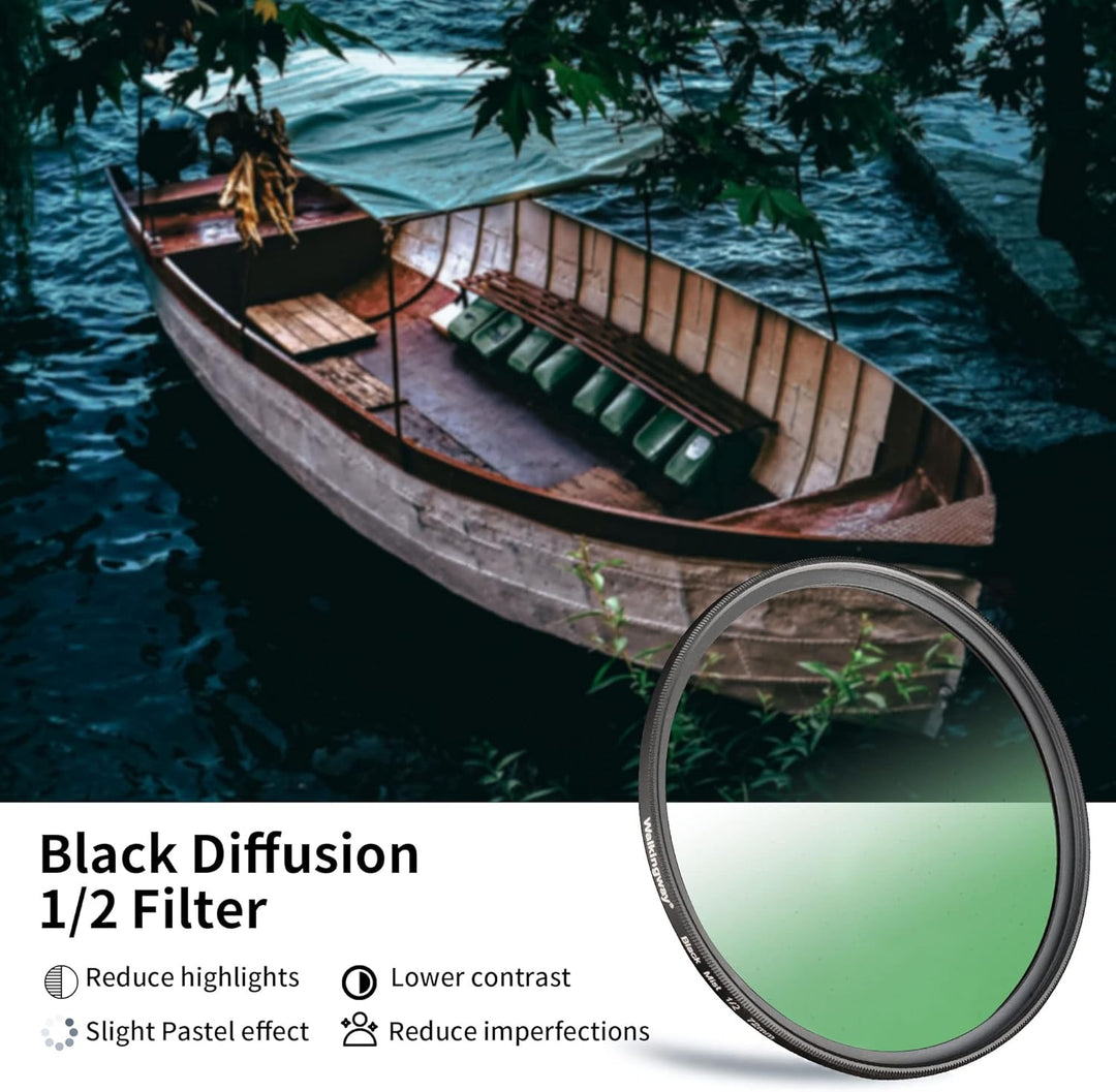 Walking Way Black Pro Mist Diffusion 1/2 Filter 67MM - Schwarze Leichter Diffusionsfilter - Verträum