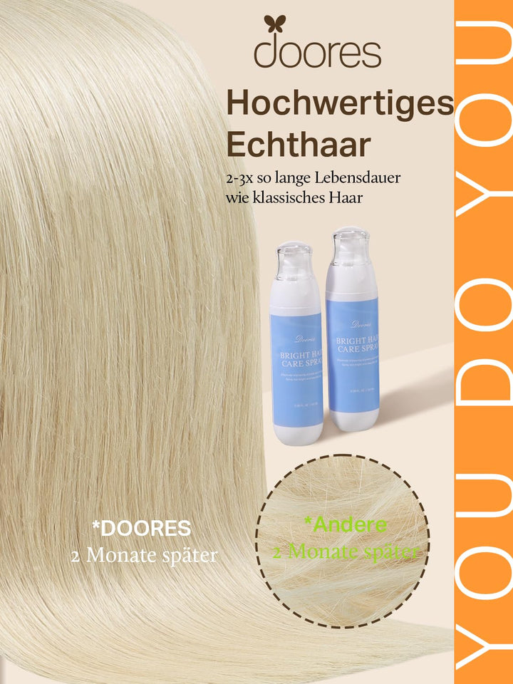 DOORES Echthaar Tape Extensions Remy Haar Tape, Platinblond 35cm (14zoll) 50g 20pcs, Blond Tape Exte