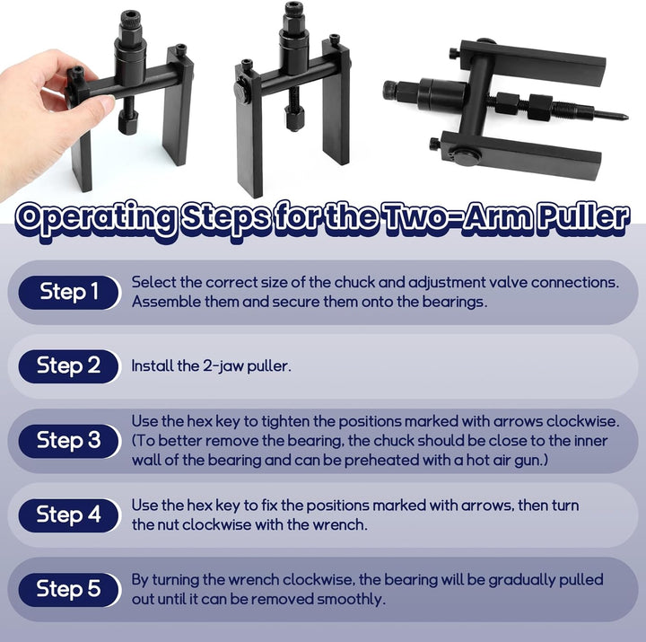 Upgrade Lagerabzieher, Innenlager Abzieher Set mit Gleithammer & Zweiarm, Gleithammer Abzieher mit 8