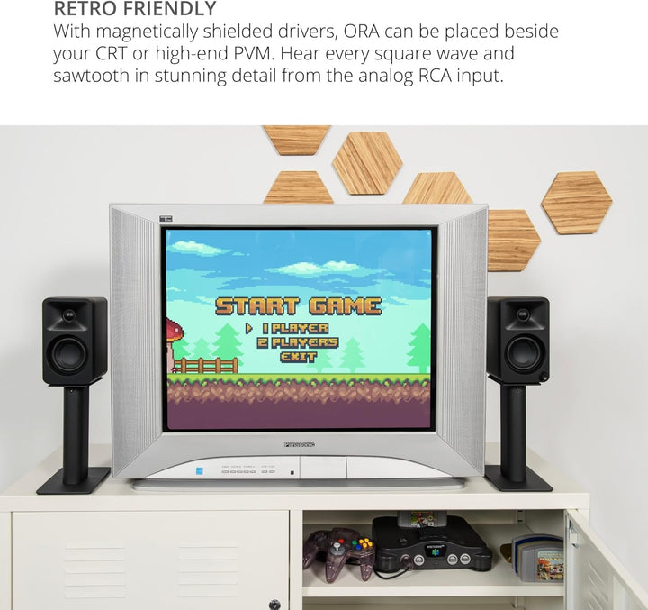 Kanto ORA 100W Powered Bi-amp Reference Desktop Computer Speakers w/Bluetooth 5.0 & USB-C | 100 Hz C