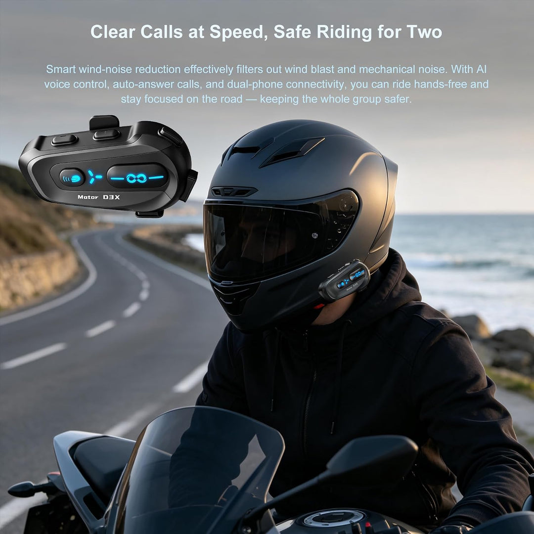 2 Stück Motorrad Headset Bluetooth Motorradhelm Intercom Standard Size x 2 2, Standard Size x 2 2