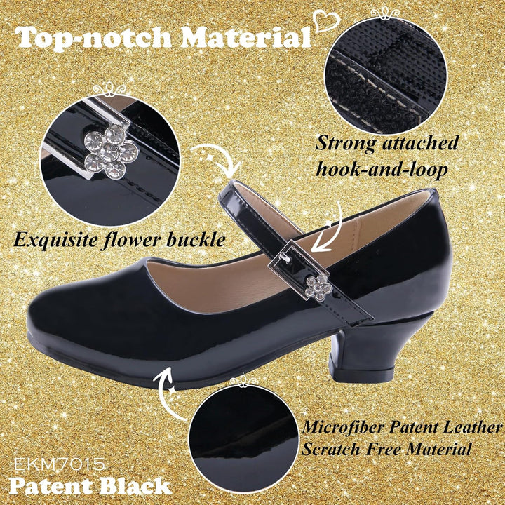 EIGHT KM - Mädchen High Heel Kleid Schuhe - Mary Jane Prinzessin Hochzeit Pumps - Funkelnder Glitzer
