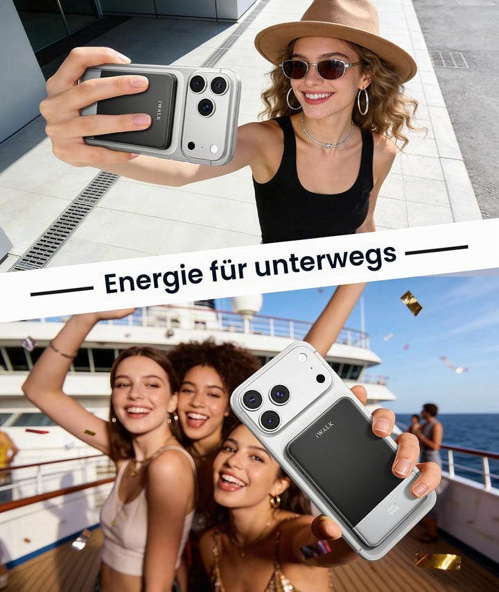 iWALK Powerbank für Magsafe 5000mAh, Slim Magnetische Power Bank, Kabelloses Tragbares Ladegerät mit