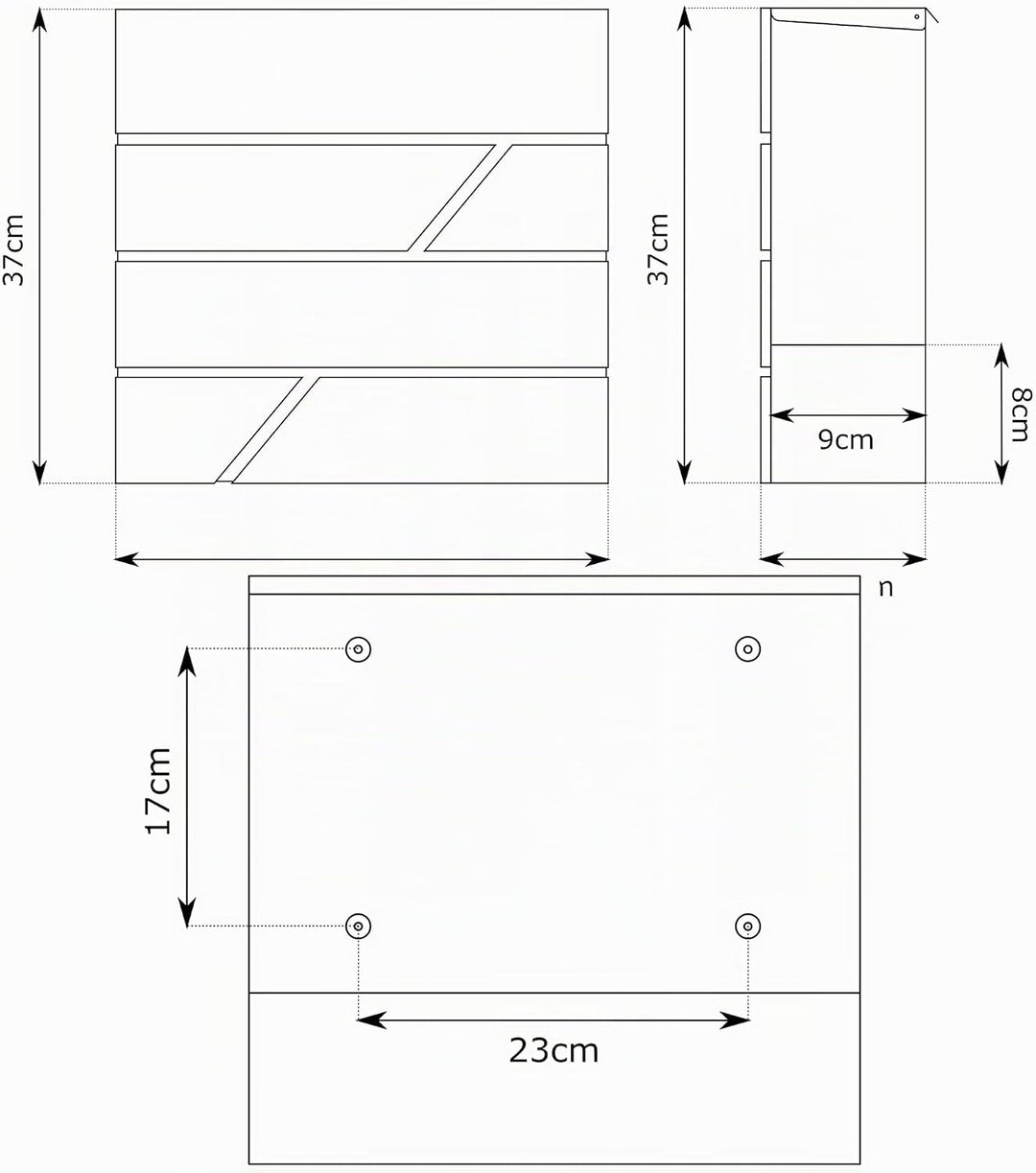 Briefkasten mit Zeitungsfach in Anthrazit, Edelstahlbriefkasten, Wandbriefkasten Briefkasten mit Sch