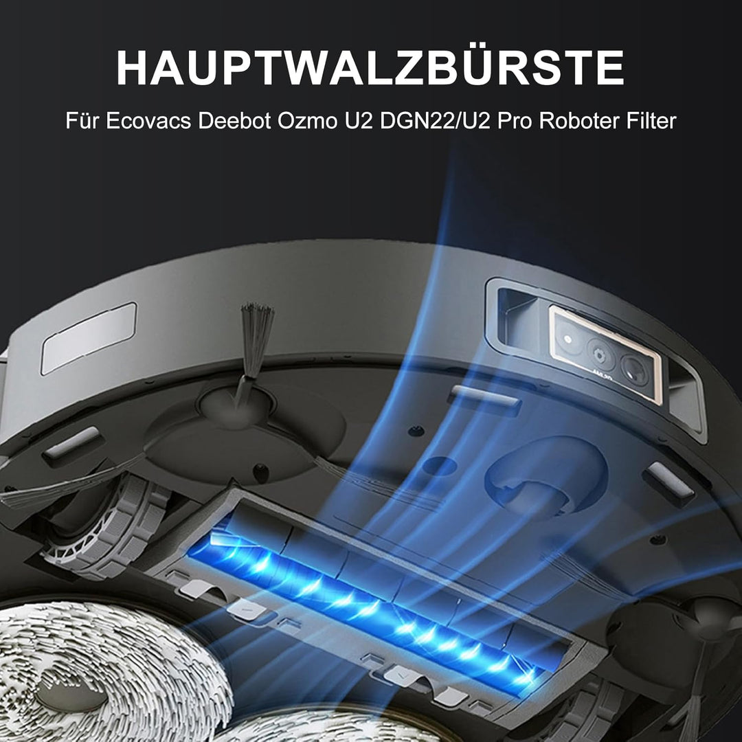 Ersatz Zubehör Set für Für Ecovacs Deebot OZMO U2 DGN22/U2 Pro Roboter Filter, 1 Hauptbürste + 4 Sei