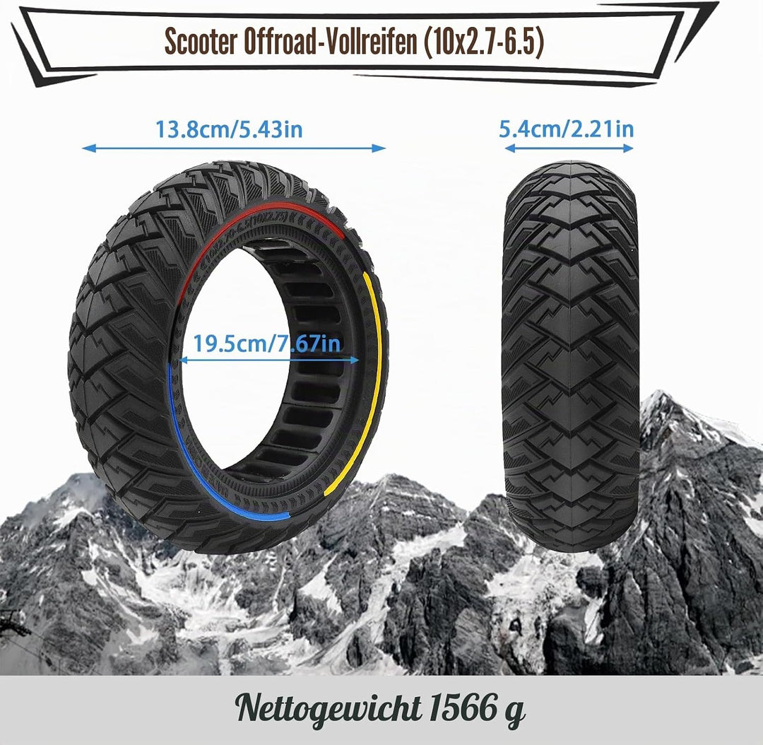 10 Zoll E Scooter Solid Reifen, 10x2.7 Vollgummireifen, 60/70-6.5 Vollgummi Abriebfeste &amp; Pannensich