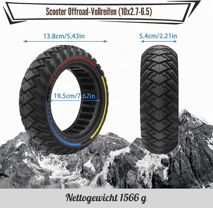 10 Zoll E Scooter Solid Reifen, 10x2.7 Vollgummireifen, 60/70-6.5 Vollgummi Abriebfeste &amp; Pannensich