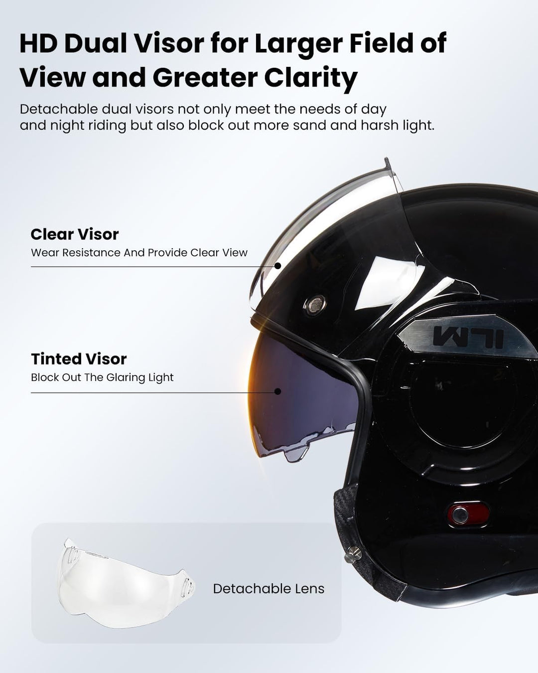 ILM Motorradhelm Integralhelm Klapphelm Fullface Helm Herren Damen ATV UTV mit 180° Umkehrbarer Kinn