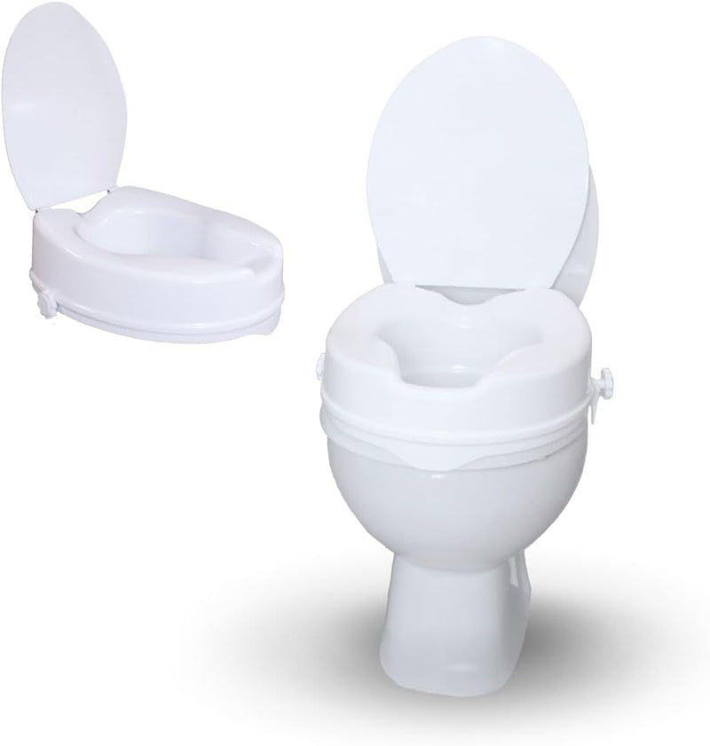 Mobiclinic, Toilettensitzerhöhung mit Deckel, 10 cm, Titán, Toilettenlift für Erwachsene, Toilettens