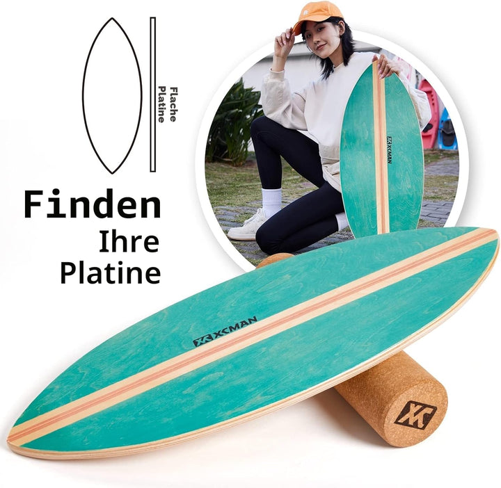 XCMAN Surf Balance Board Trainer Mit Rolle - Stabilitätstrainer Für Erwachsene Und Kinder, Zum Surfe