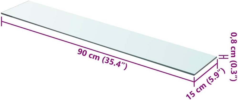 Wandregal Glas Transparent 90x15 cm mit 8 mm Stärke, 15 kg, modernes Design für Wohnzimmer, Küche, B