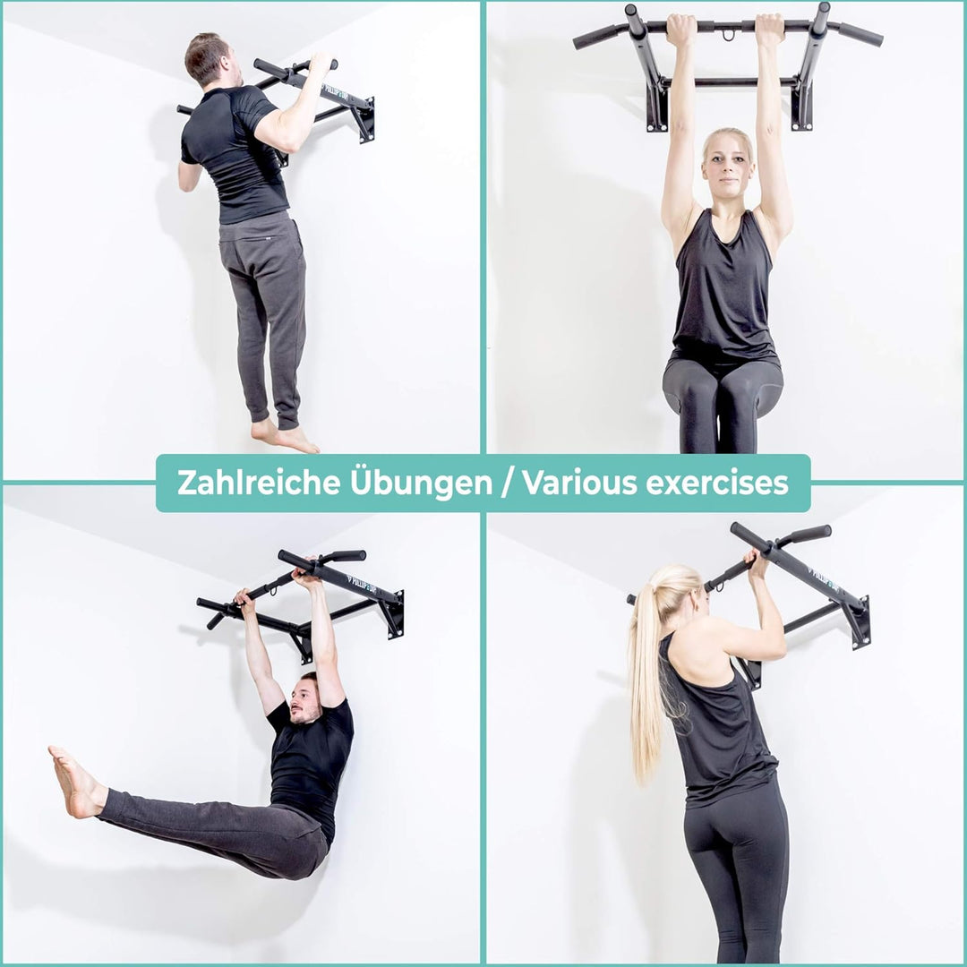 PULLUP & DIP Klimmzugstange Wand, Profi Multigriff Pull-Up Stange für Wandmontage inkl. Schrauben, K