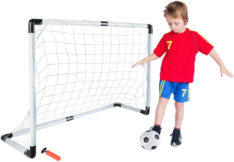 Fussballtor für Kinder, aus Kunststoff, mit Ball, Pumpe und Heringen zur Bodenverankerung
