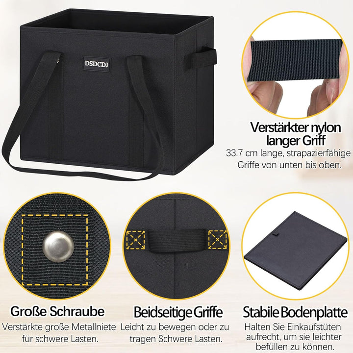 Einkaufskorb Faltbar 3er Pack – Einkaufstasche Stabil mit Henkel und verstärktem Boden – Ideale Korb