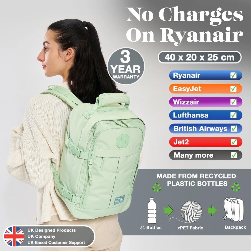 Cabin Max Reiserucksack, 40 x 20 x 25 cm, für Handgepäck – Rucksack mit niedrigem Sitz, geeignet für