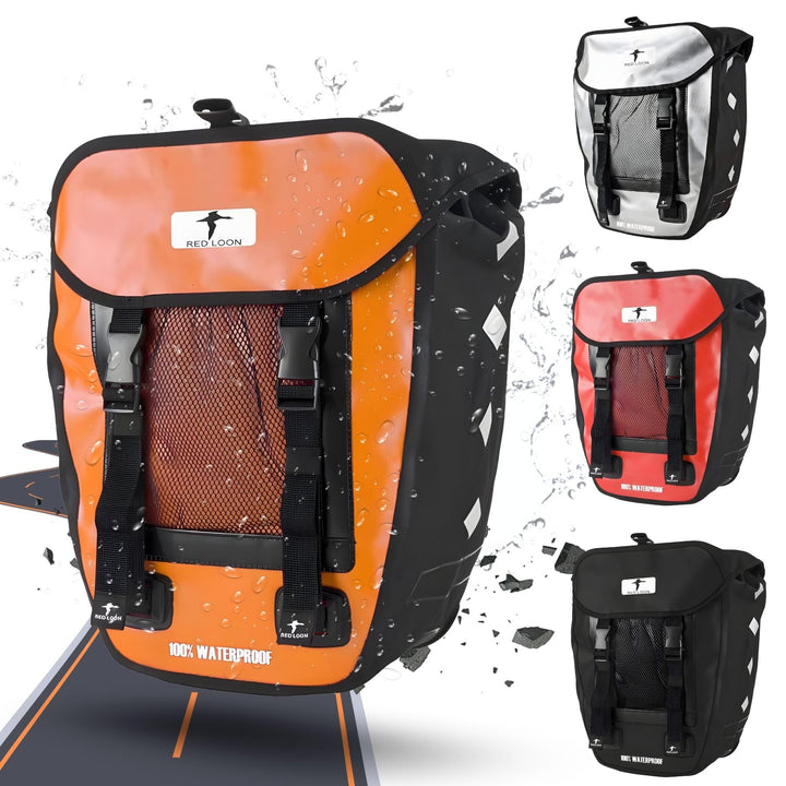 Red Loon 1 x robuste Fahrradtasche aus LKW-Plane – wasserdichte Packtasche für Gepäckträger in Orang
